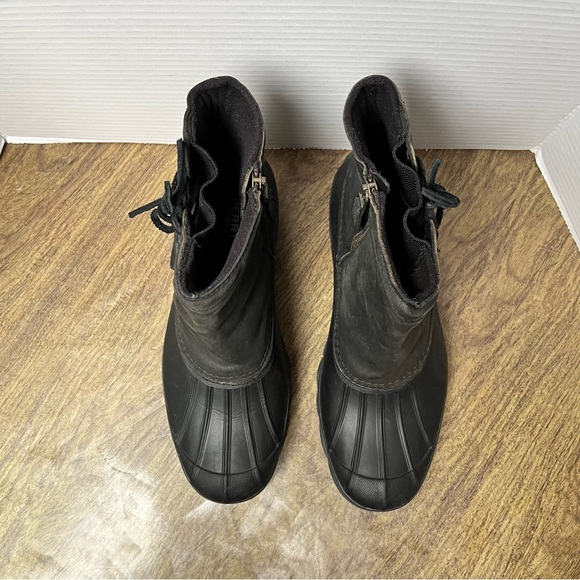 Sperry Black Gray Women’s Pull On Side Zip Side Lace Duck Boots Size 10 - Picture 3 of 13